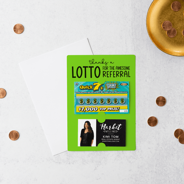 Set of Thanks a Lotto for the Awesome Referral Lotto Mailers | Envelopes Included | M6-M002 Mailer Market Dwellings GREEN APPLE  