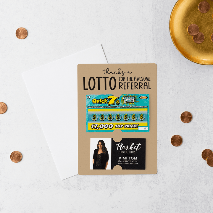 Set of Thanks a Lotto for the Awesome Referral Lotto Mailers | Envelopes Included | M6-M002 Mailer Market Dwellings KRAFT  