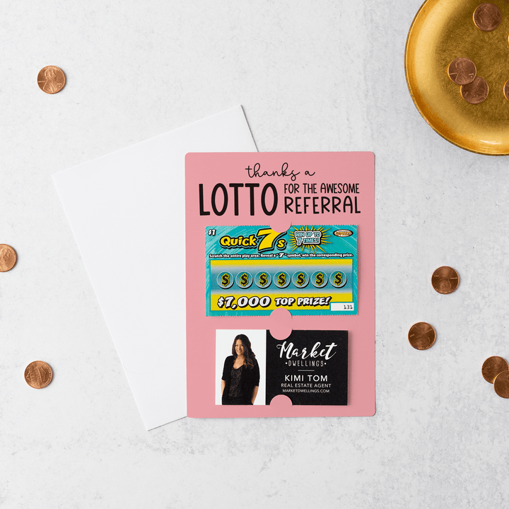Set of Thanks a Lotto for the Awesome Referral Lotto Mailers | Envelopes Included | M6-M002 Mailer Market Dwellings LIGHT PINK  