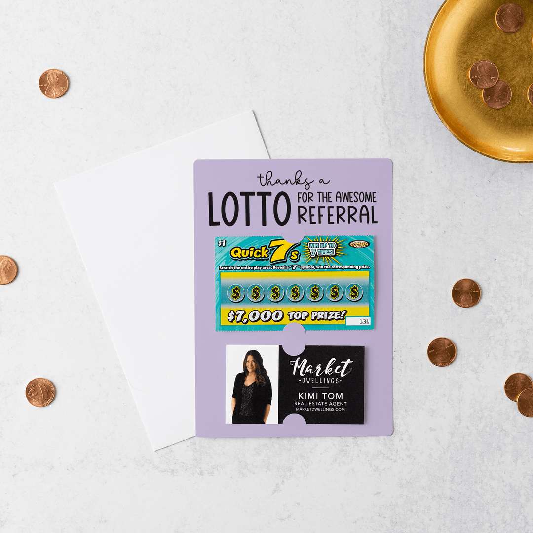 Set of Thanks a Lotto for the Awesome Referral Lotto Mailers | Envelopes Included | M6-M002 Mailer Market Dwellings LIGHT PURPLE  