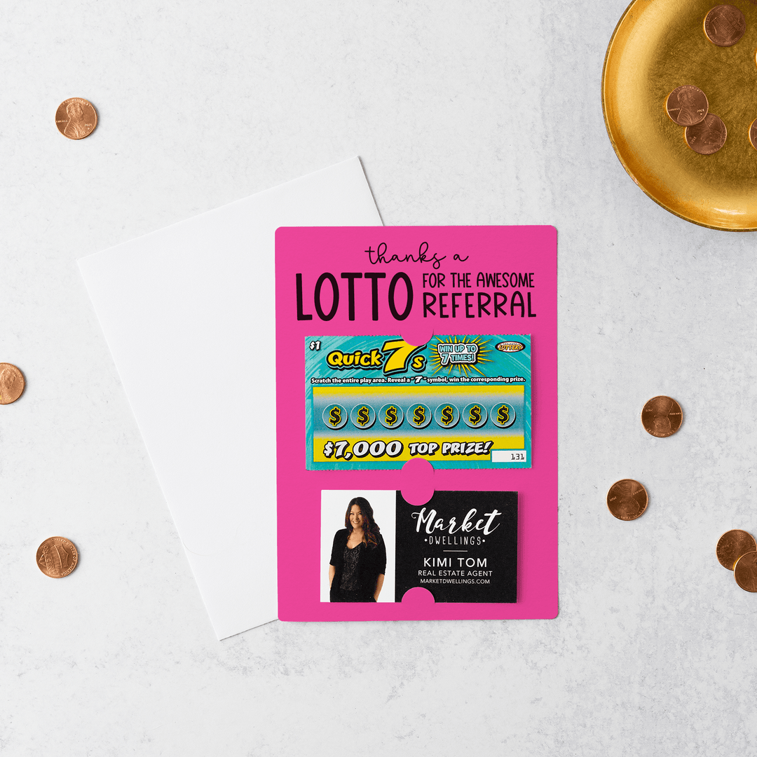 Set of Thanks a Lotto for the Awesome Referral Lotto Mailers | Envelopes Included | M6-M002 Mailer Market Dwellings RAZZLE BERRY  