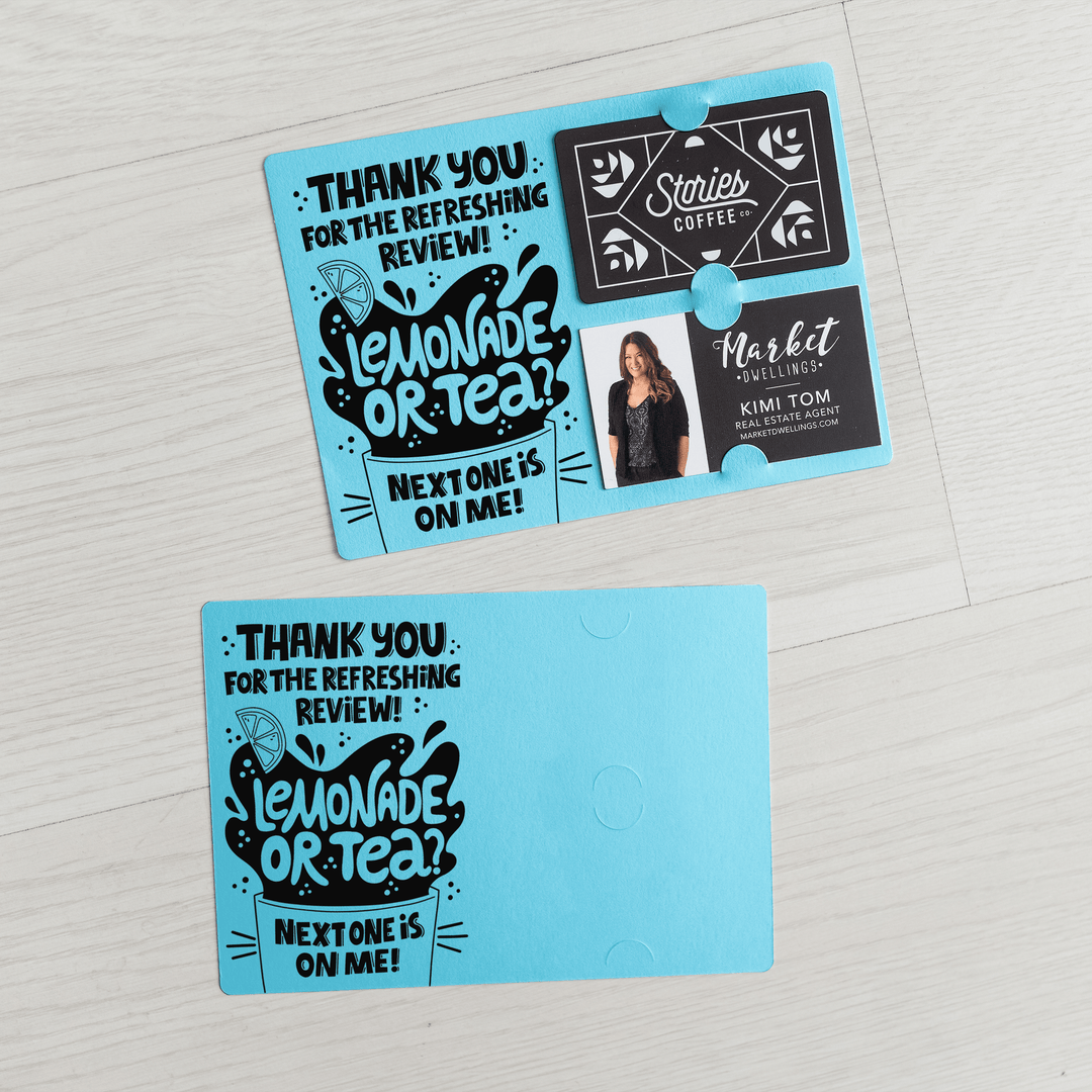 Set of "Thank You for the Refreshing Review" Lemonade or Tea Gift Card & Business Card Holder Mailers | Envelopes Included | M62-M008 - Market Dwellings