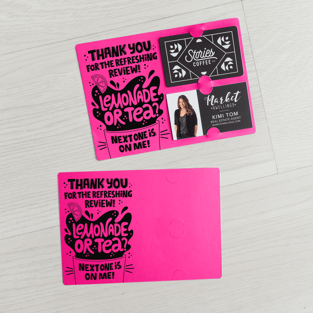 Set of "Thank You for the Refreshing Review" Lemonade or Tea Gift Card & Business Card Holder Mailers | Envelopes Included | M62-M008 Mailer Market Dwellings RAZZLE BERRY  
