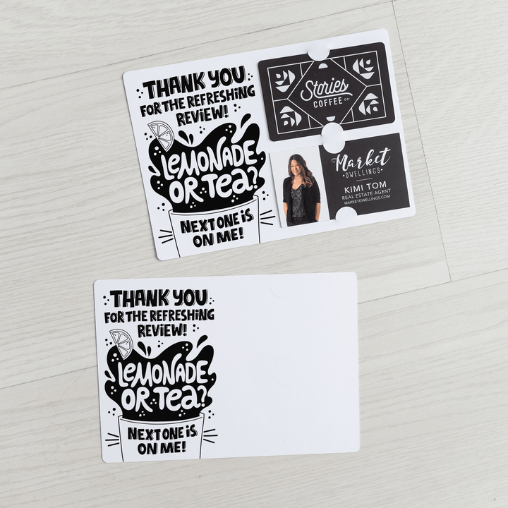 Set of "Thank You for the Refreshing Review" Lemonade or Tea Gift Card & Business Card Holder Mailers | Envelopes Included | M62-M008 - Market Dwellings