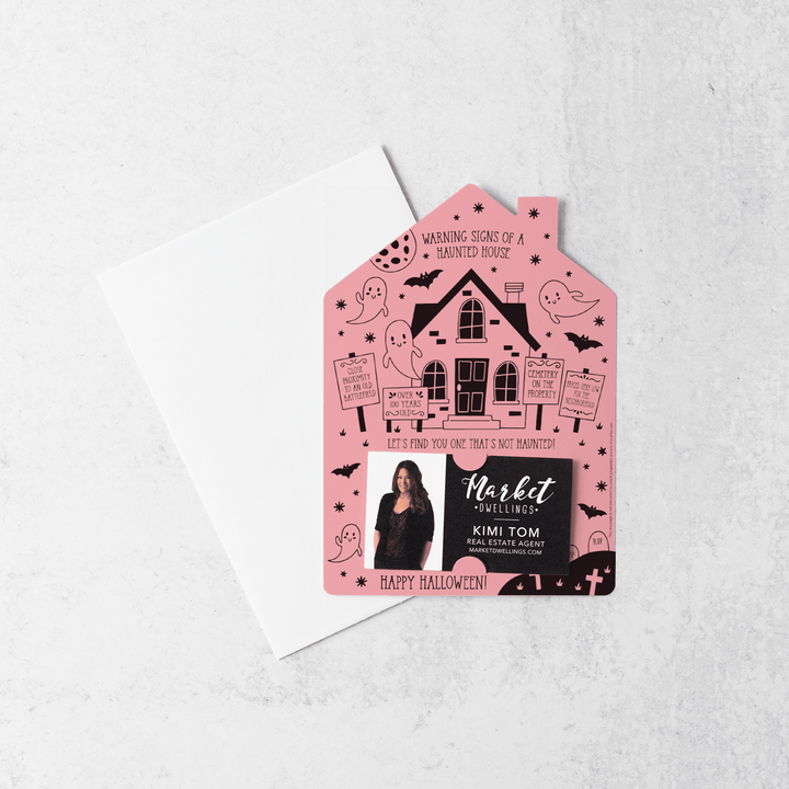 Warning Signs of a Haunted House Mailers | Envelopes Included | M63-M001 Mailer Market Dwellings LIGHT PINK  