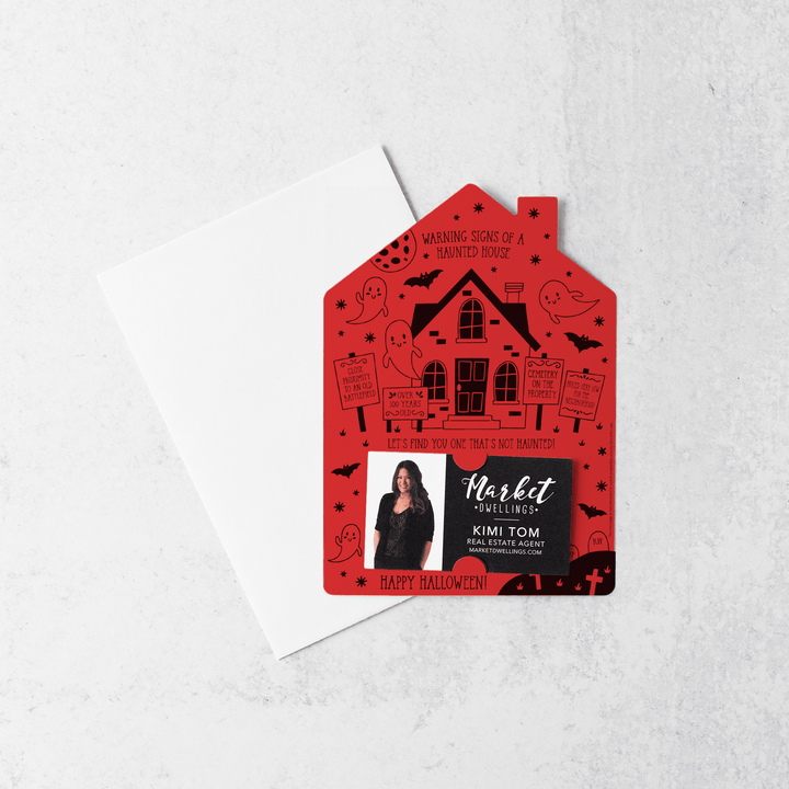 Warning Signs of a Haunted House Mailers | Envelopes Included | M63-M001 Mailer Market Dwellings SCARLET  