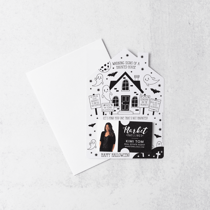 Warning Signs of a Haunted House Mailers | Envelopes Included | M63-M001 Mailer Market Dwellings WHITE  