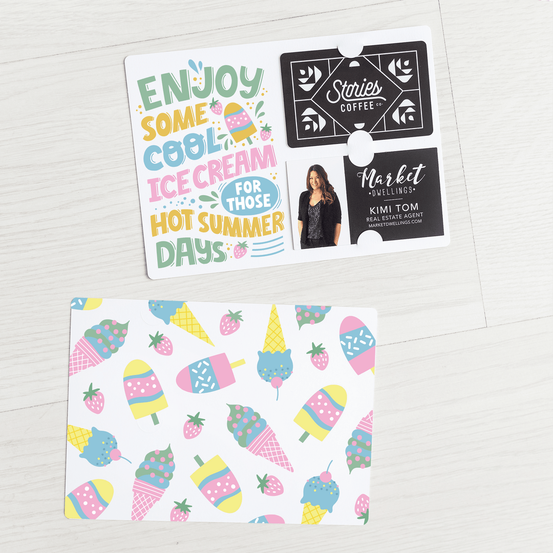 SET of Enjoy Cool Ice Cream Gift Card and Business Card Holder | Mailers with Envelopes | Client Greeting Card | M63-M008 Mailer Market Dwellings   