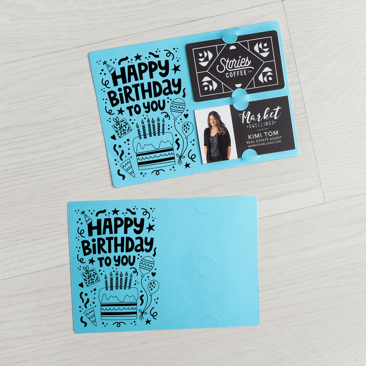 Set of "Happy Birthday" Gift Card & Business Card Holder | Envelopes Included | M69-M008 Mailer Market Dwellings ARCTIC  