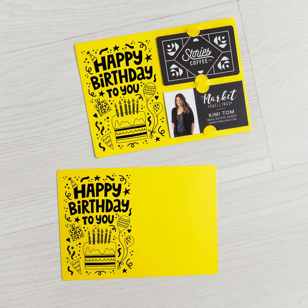Set of "Happy Birthday" Gift Card & Business Card Holder | Envelopes Included | M69-M008 Mailer Market Dwellings LEMON  