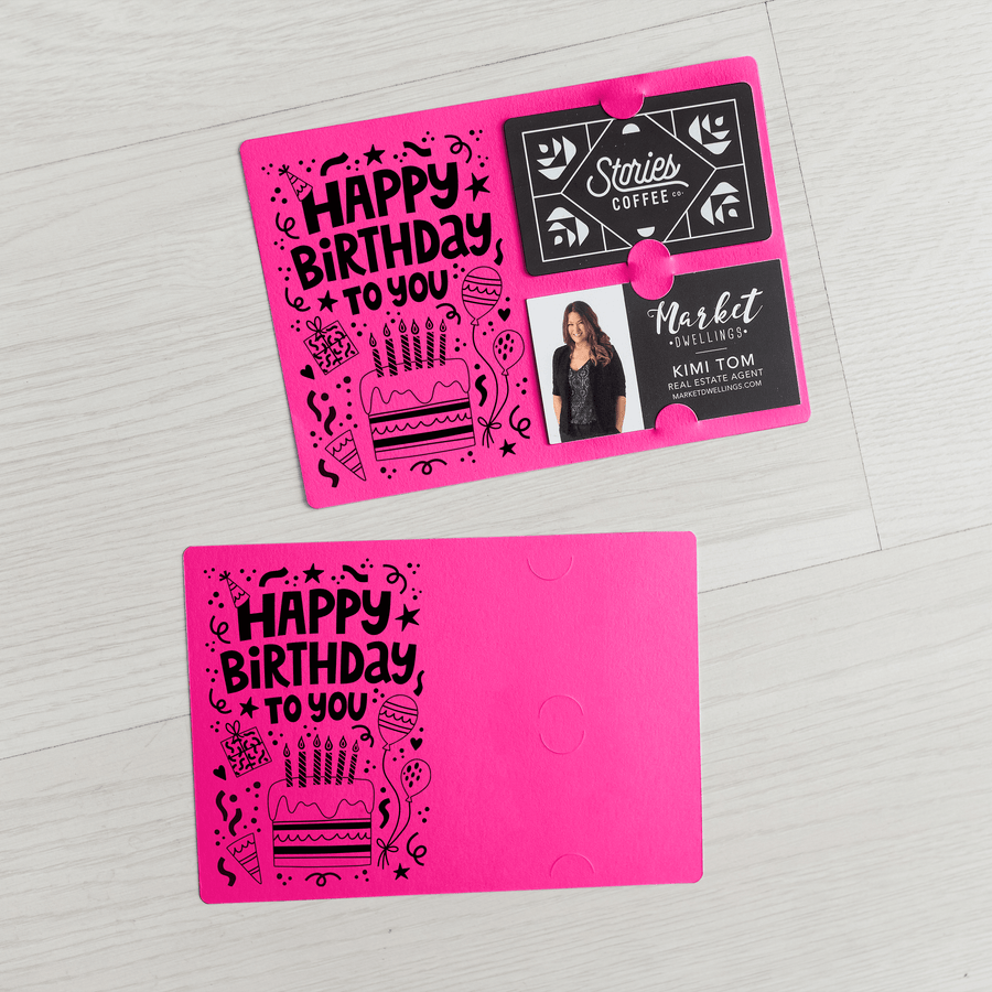 Set of "Happy Birthday" Gift Card & Business Card Holder | Envelopes Included | M69-M008 Mailer Market Dwellings   