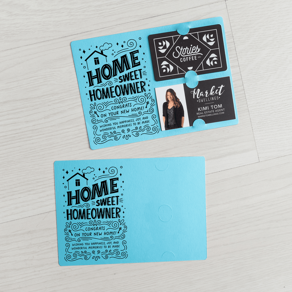 Home Sweet Homeowner Gift Card and Business Card Holder | Mailer with Envelope | Real Estate Agent Greeting Card Marketing | M70-M008 Mailer Market Dwellings ARCTIC  