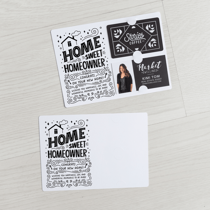 Home Sweet Homeowner Gift Card and Business Card Holder | Mailer with Envelope | Real Estate Agent Greeting Card Marketing | M70-M008 Mailer Market Dwellings WHITE  
