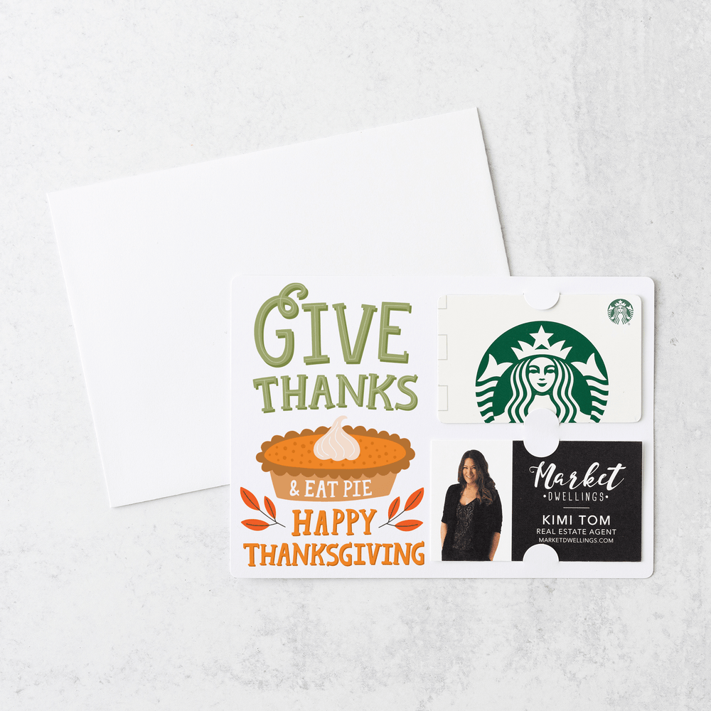 Set of Give Thanks & Eat Pie | Happy Thanksgiving Mailers | Envelopes Included | M78-M008 - Market Dwellings