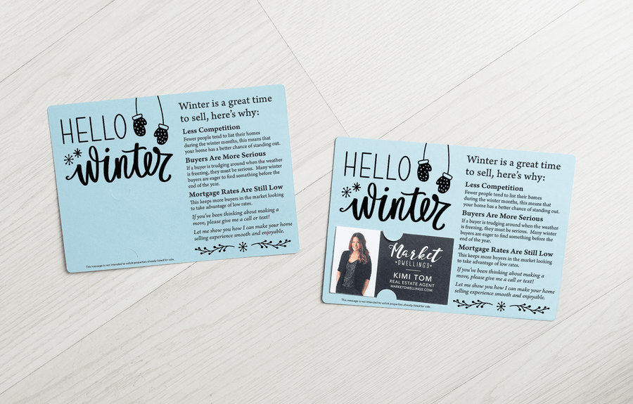 Set of "Hello Winter" Real Estate Mailers | Envelopes Included | M8-M004 - Market Dwellings