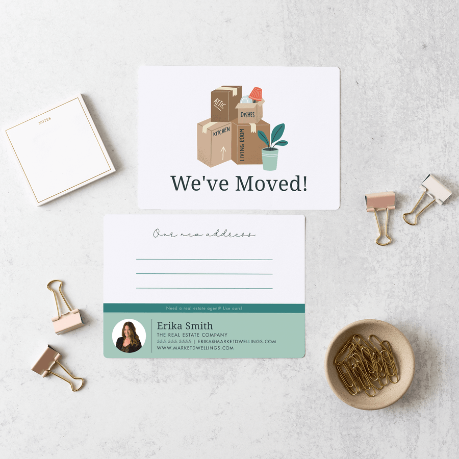 Customizable | Set of Moving Announcements For Your Clients | Envelopes Included  | M8-M006 Mailer Market Dwellings   