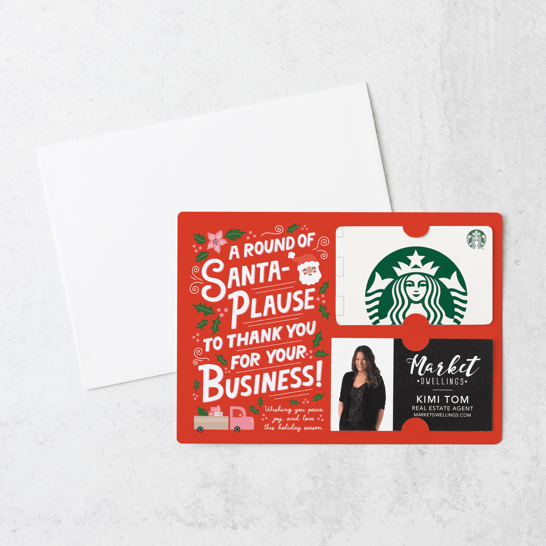 Set of A Round Of Santa-Plause To Thank You For Your Business! | Christmas Mailers | Envelopes Included | M81-M008 - Market Dwellings
