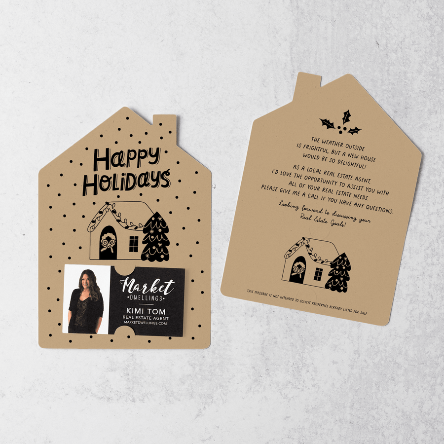 Set of Happy Holidays | Christmas Winter Mailers | Envelopes Included | M83-M001 Mailer Market Dwellings KRAFT  