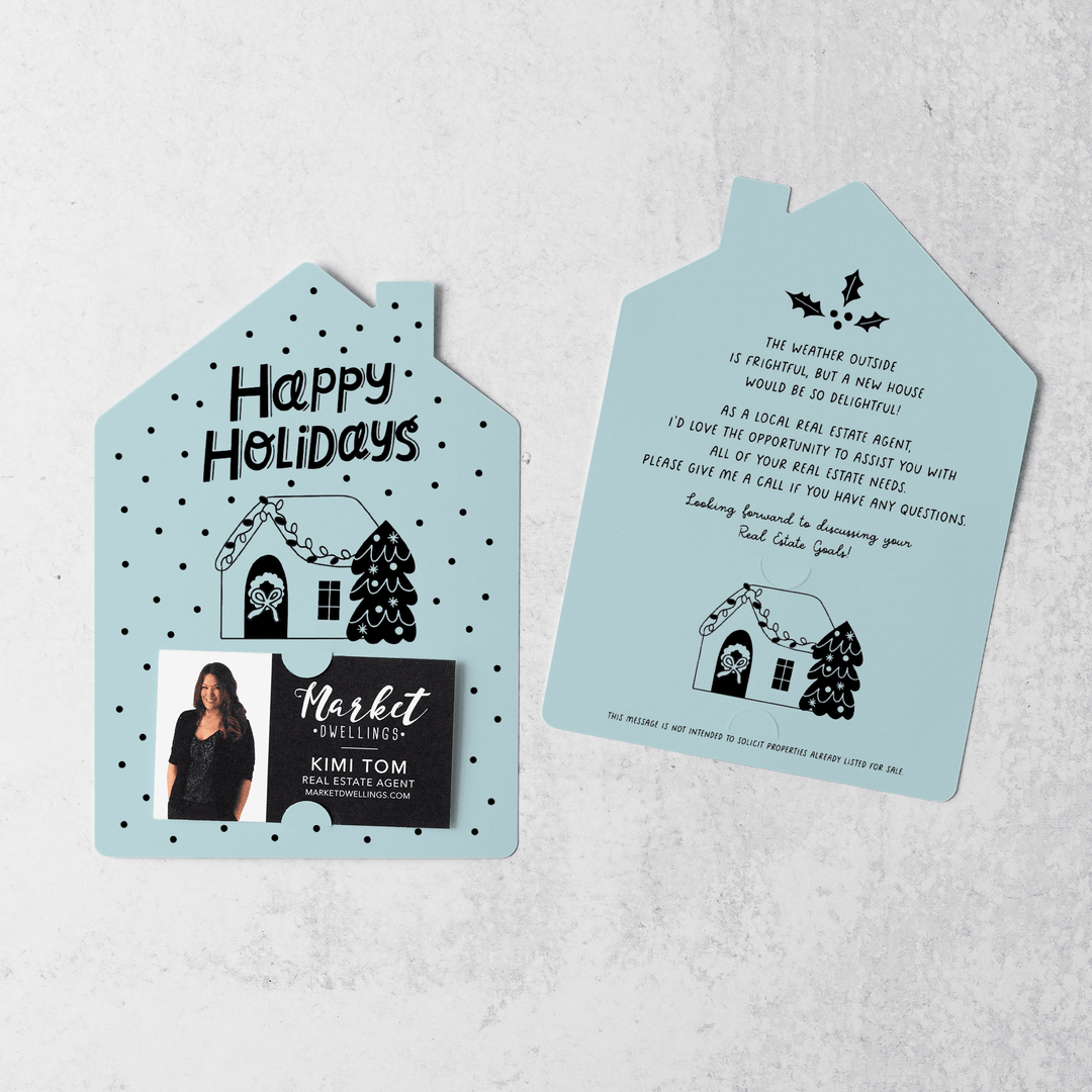 Set of Happy Holidays | Christmas Winter Mailers | Envelopes Included | M83-M001 Mailer Market Dwellings LIGHT BLUE  