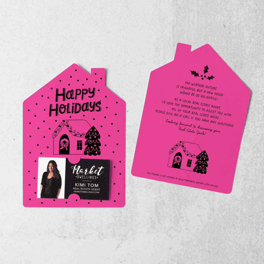 Set of Happy Holidays | Christmas Winter Mailers | Envelopes Included | M83-M001 Mailer Market Dwellings RAZZLE BERRY  