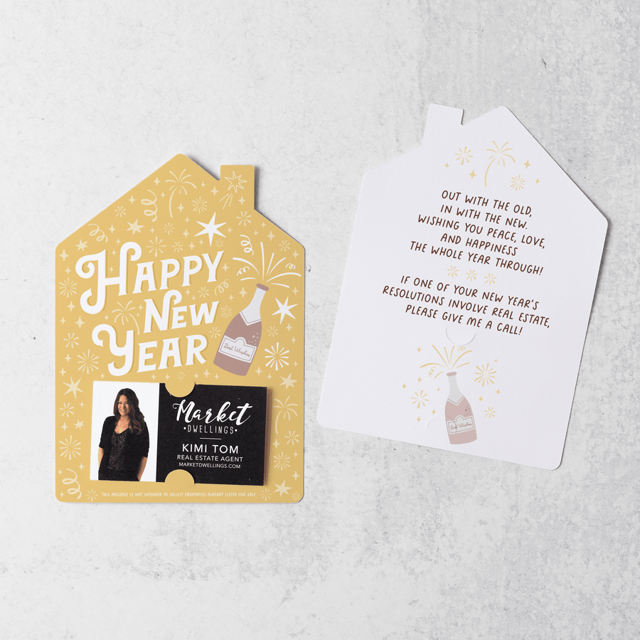Set of Happy New Year | New Year Mailers | Envelopes Included | M86-M001-AB Mailer Market Dwellings BUTTERSCOTCH  