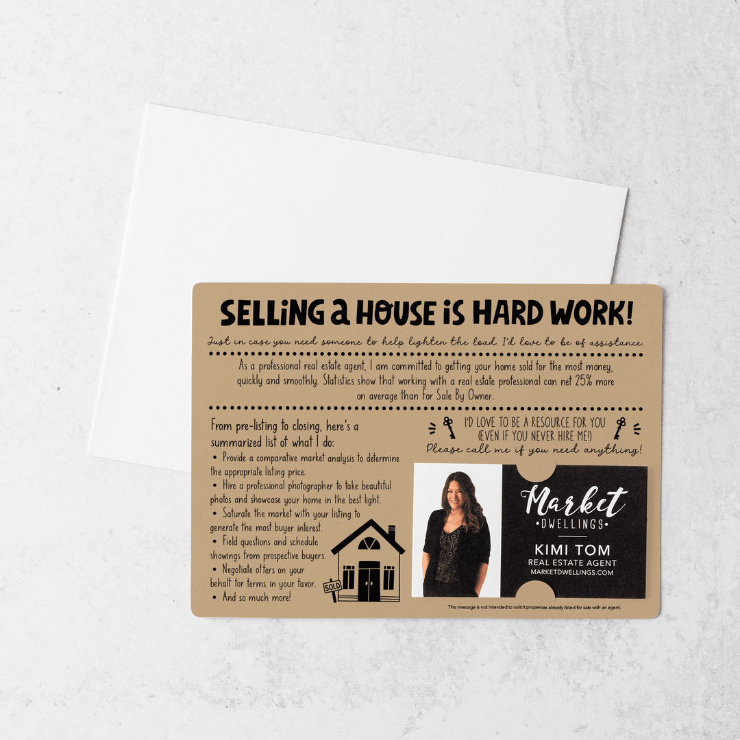 Set of "For Sale By Owner" FSBO Real Estate Mailers | Envelopes Included | M86-M003 Mailer Market Dwellings KRAFT  