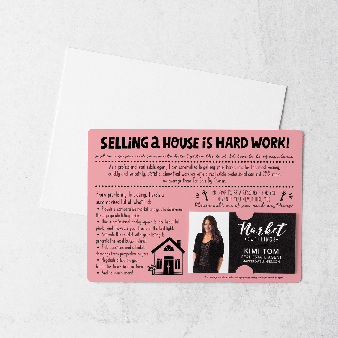 Set of "For Sale By Owner" FSBO Real Estate Mailers | Envelopes Included | M86-M003 Mailer Market Dwellings LIGHT PINK  