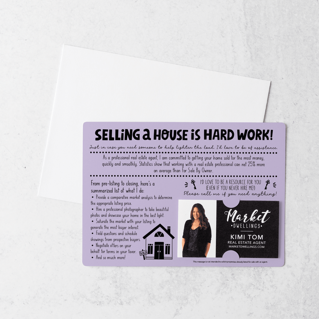 Set of "For Sale By Owner" FSBO Real Estate Mailers | Envelopes Included | M86-M003 Mailer Market Dwellings LIGHT PURPLE  