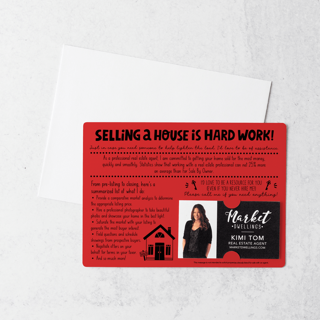 Set of "For Sale By Owner" FSBO Real Estate Mailers | Envelopes Included | M86-M003 Mailer Market Dwellings SCARLET  
