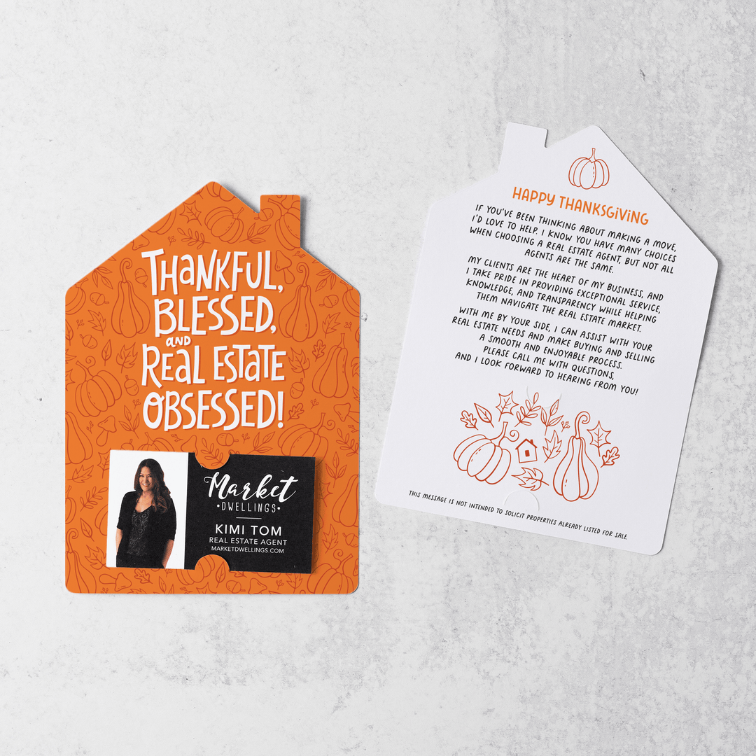 Set of Thankful, Blessed, And Real Estate Obsessed! | Thanksgiving Mailers | Envelopes Included | M88-M001 - Market Dwellings