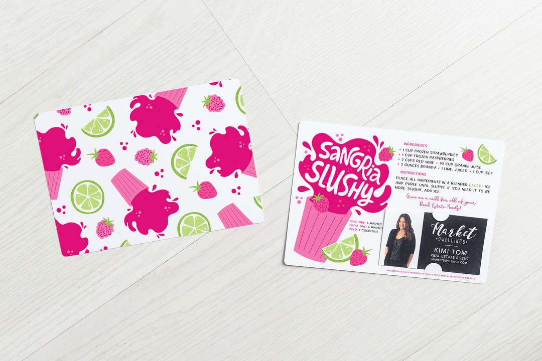 Set of "Sangria Slushy" Real Estate Recipe Cards | Envelopes Included M89-M003 Mailer Market Dwellings   