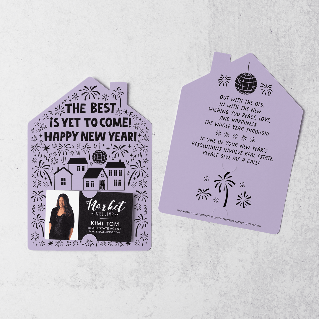 Set of The Best Is Yet To Come! Happy New Year! | New Year Mailers | Envelopes Included | M91-M001 Mailer Market Dwellings LIGHT PURPLE  