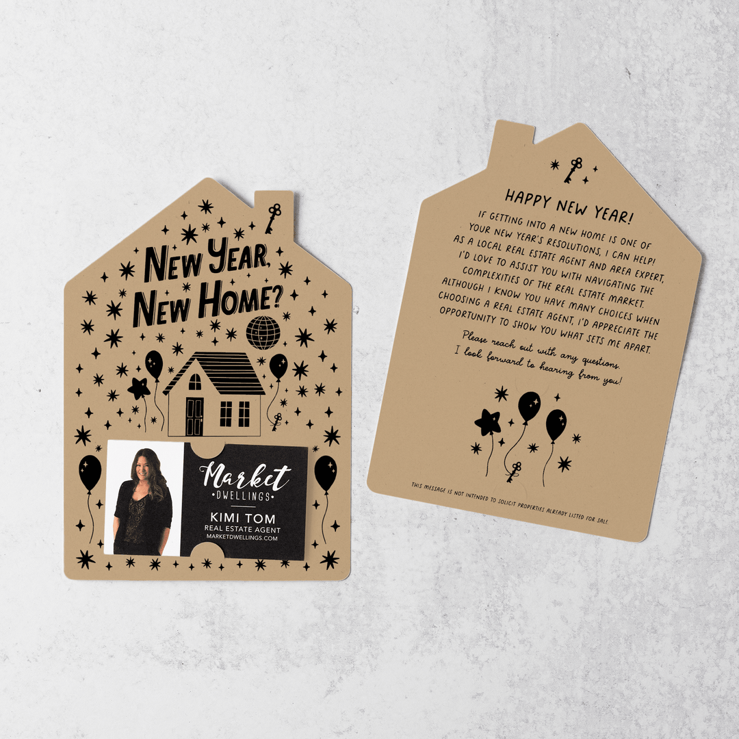 Set of New Year, New Home? | New Year Mailers | Envelopes Included | M95-M001 Mailer Market Dwellings KRAFT  