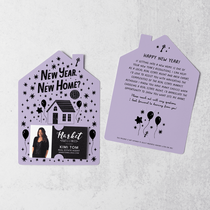Set of New Year, New Home? | New Year Mailers | Envelopes Included | M95-M001 Mailer Market Dwellings LIGHT PURPLE  