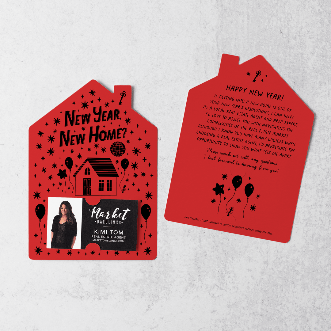 Set of New Year, New Home? | New Year Mailers | Envelopes Included | M95-M001 Mailer Market Dwellings SCARLET  