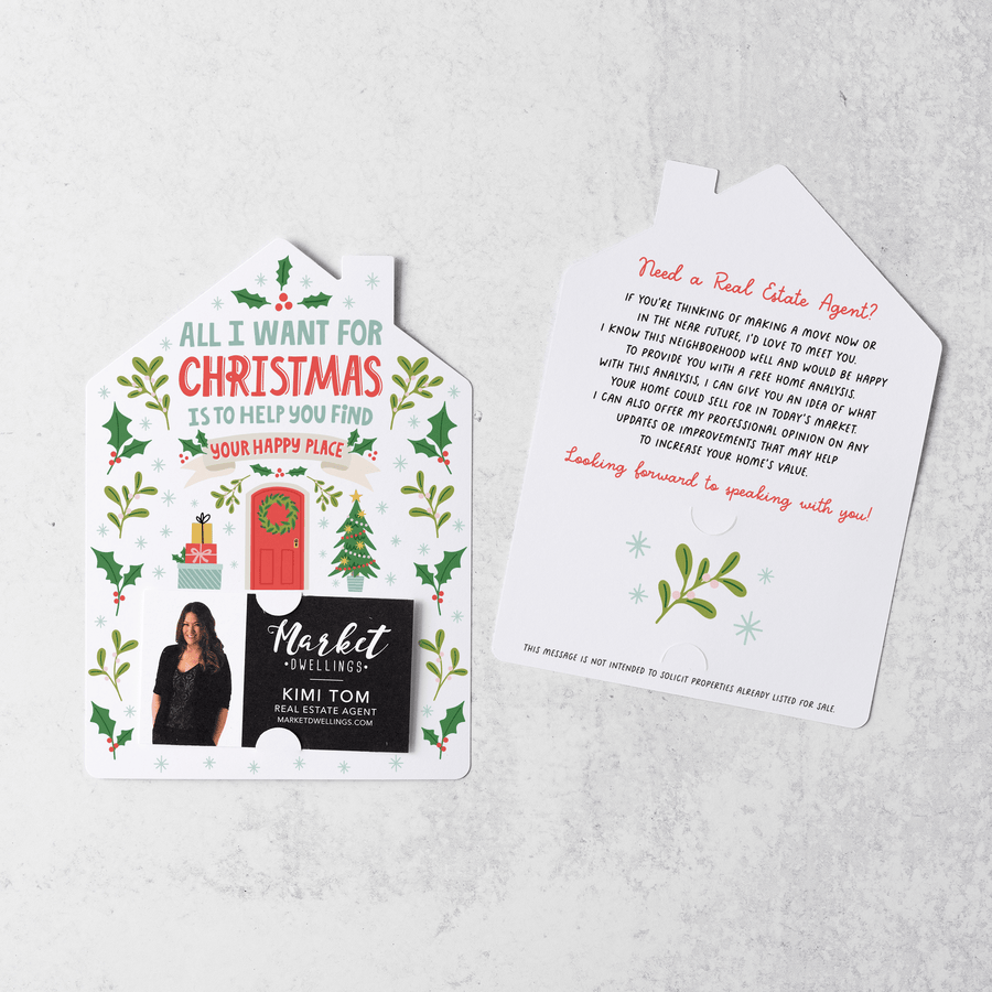 Set of All I Want For Christmas Is To Help You Find Your Happy Place | Christmas Mailers | Envelopes Included | M97-M001 Mailer Market Dwellings   