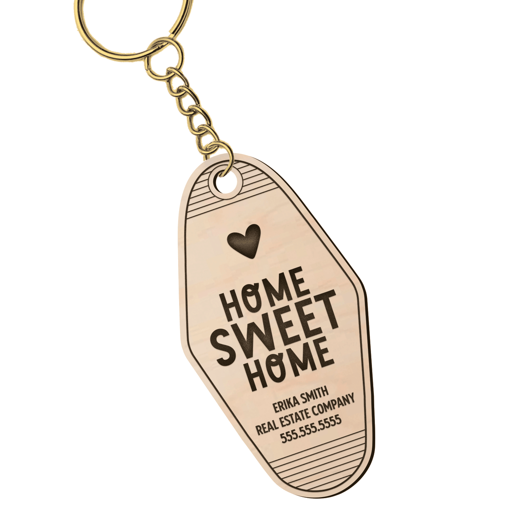 Set of Customizable Home Sweet Home Keychains | KC-01-AB Keychain Market Dwellings MAPLE GOLD 