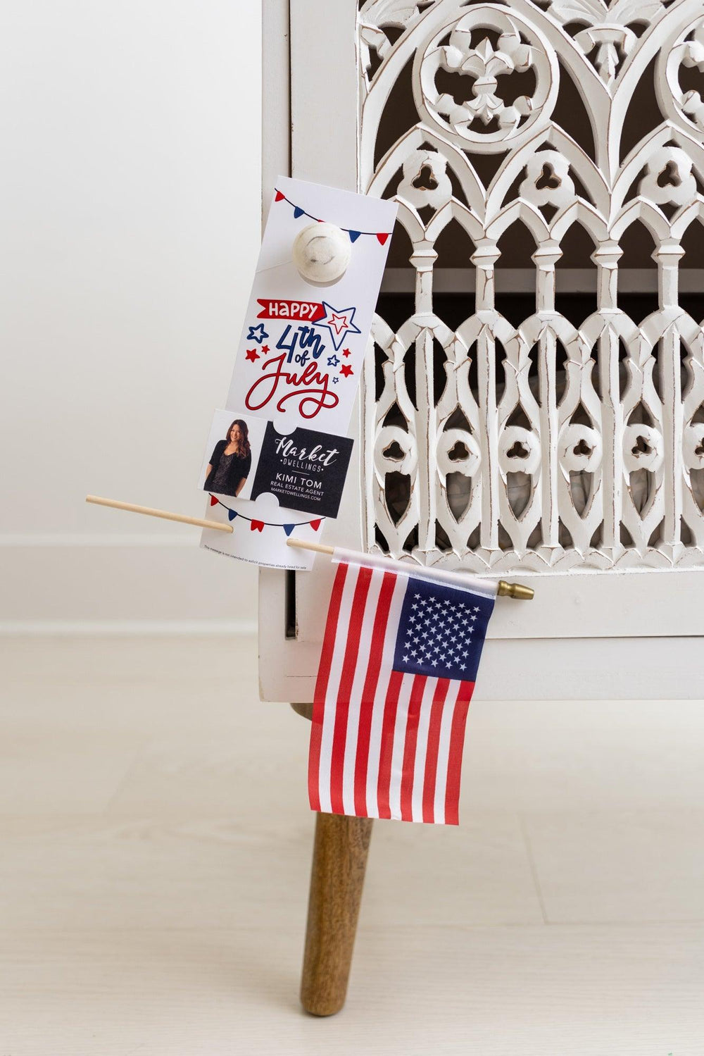 Happy Fourth of July | Colorful Real Estate Agent Flag Holder Door Hanger | 2-DH004 - Market Dwellings