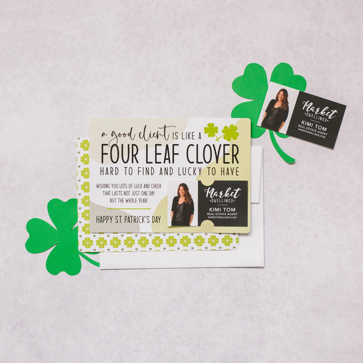 Set of "A Good Client is Like a Four Leaf Clover" Double Sided Mailers | Envelopes Included | SP1-M003 - Market Dwellings