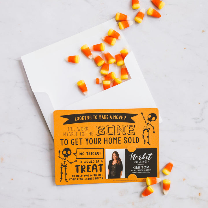 Set of Halloween "I'll Work Myself to the Bone to Get Your Home Sold" Mailer | Envelopes Included | M21-M003 Mailer Market Dwellings   
