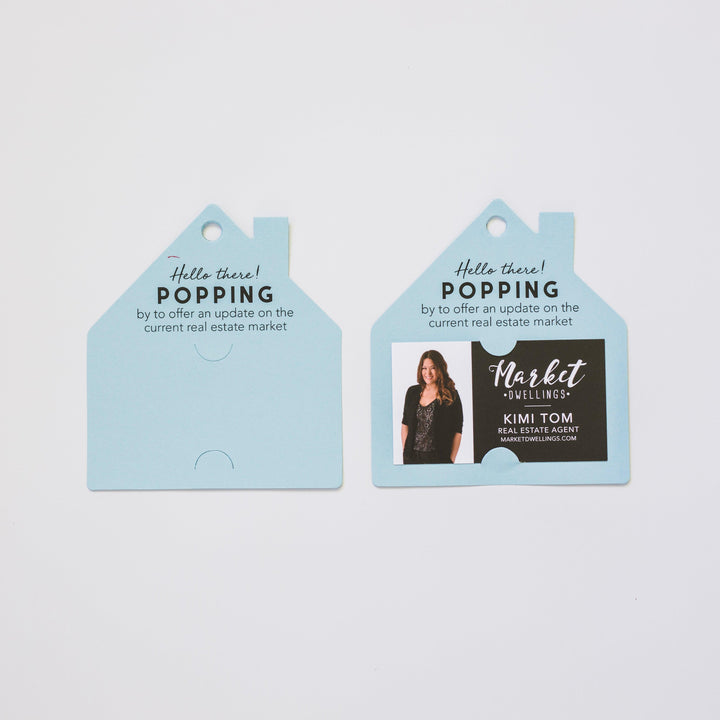 "Popping By To Update You On The Real Estate Market" | House Shaped Pop By Gift Tag | 34-GT004 - Market Dwellings