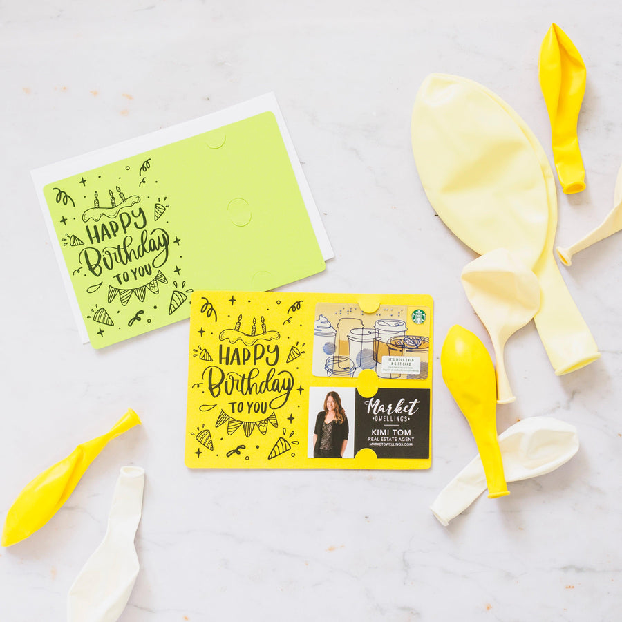 Set of "Happy Birthday" Gift Card & Business Card Holder | Envelopes Included | M24-M008 - Market Dwellings