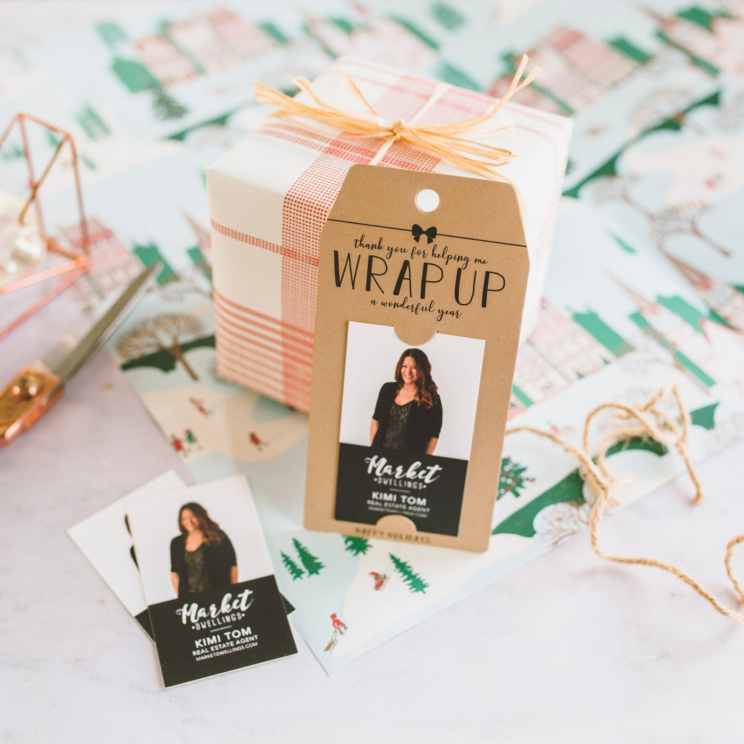 Vertical "Thank You for Helping Me Wrap Up a Wonderful Year" Gift Tag | Happy Holidays | Pop By Gift Tag | 10-GT005 - Market Dwellings