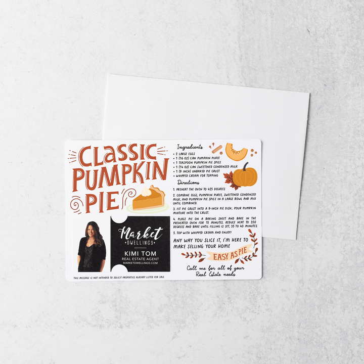 Set of "Classic Pumpkin Pie" Real Estate Recipe Cards | Envelopes Included | M17-M004 - Market Dwellings