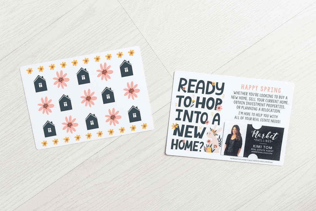 Set of "Ready to Hop Into a New Home?" Double-Sided Mailers | Envelopes Included | Easter | S1-M003 - Market Dwellings