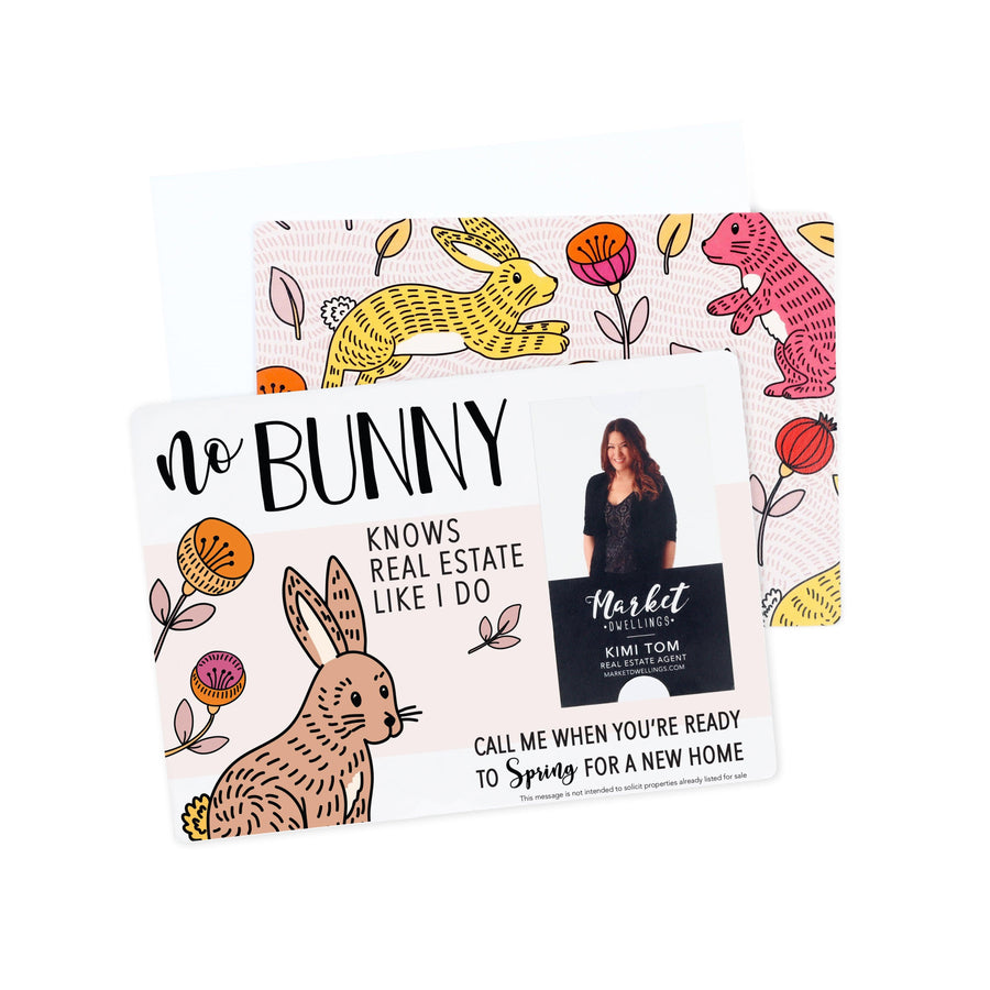 Vertical | Set of "No Bunny Knows Real Estate Like I Do" Double Sided Mailers | Envelopes Included | Easter | S3-M005 - Market Dwellings
