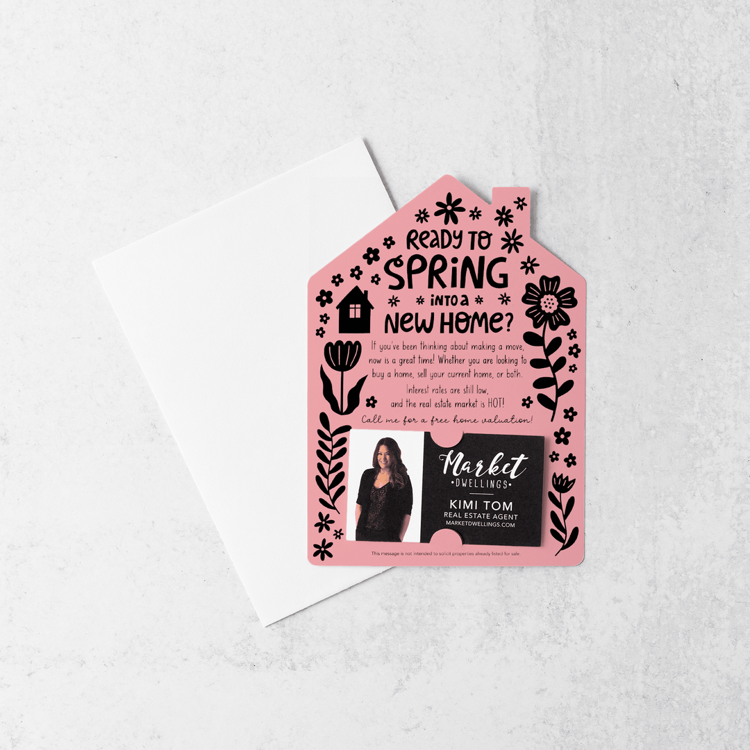 Set of Ready to Spring into a New Home? Real Estate Mailers | Envelopes Included | S4-M001 Mailer Market Dwellings LIGHT PINK  