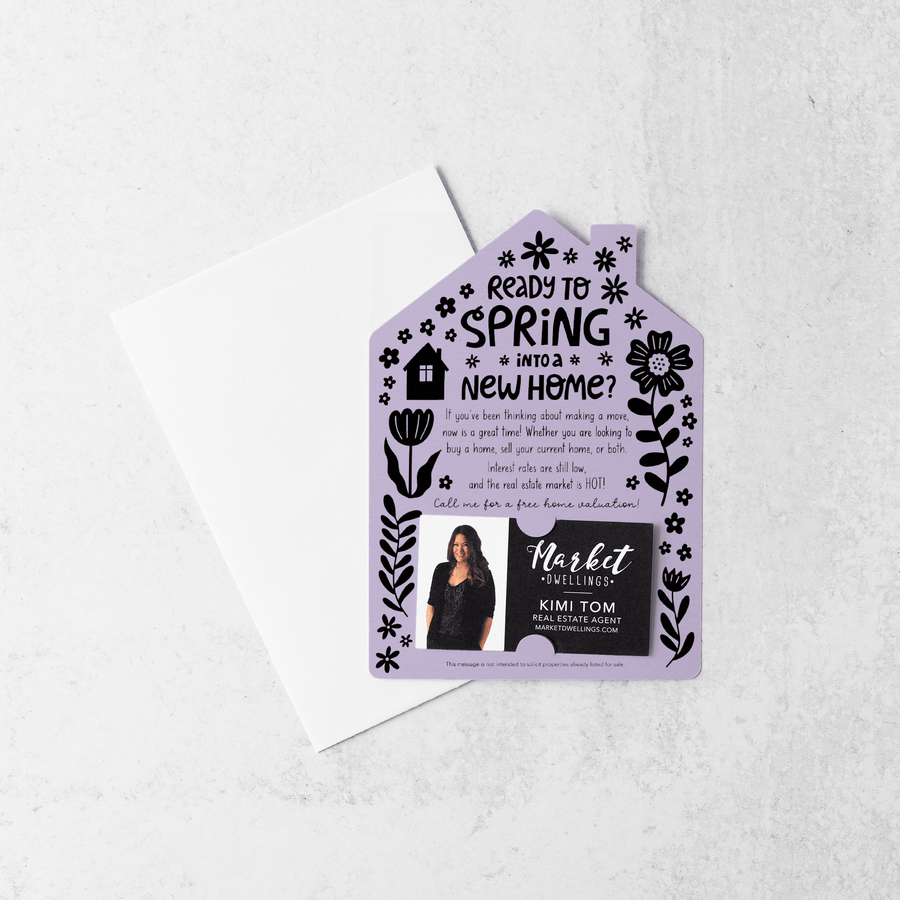 Set of Ready to Spring into a New Home? Real Estate Mailers | Envelopes Included | S4-M001 Mailer Market Dwellings LIGHT PURPLE  