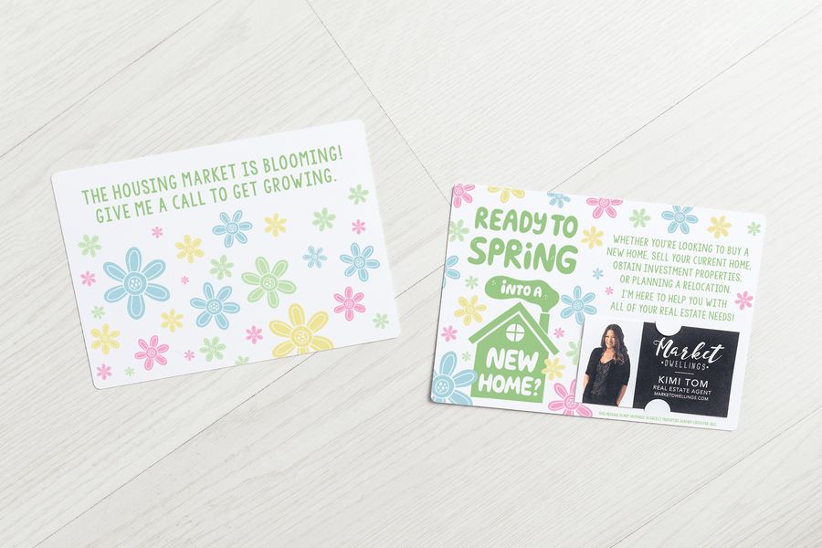 Set of "Ready to Spring Into a New Home?" Double-Sided Mailers | Envelopes Included | Easter | S4-M003 - Market Dwellings