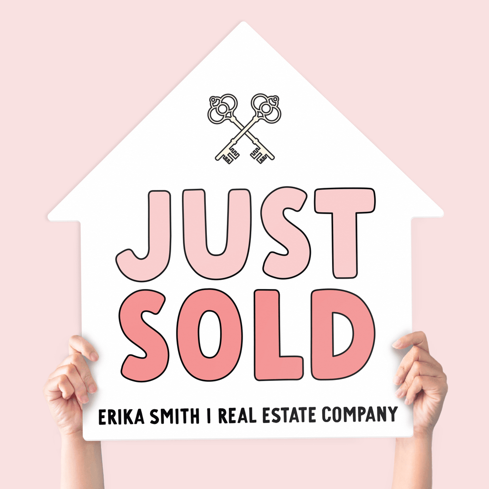 Just Sold Real Estate House Sign Photo Prop House Sign Market Dwellings SOFT PINK 1